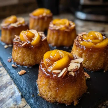 Peach Upside Down Mini Cakes With Ginger Honey Caramel Swirl 1767856737.8990865