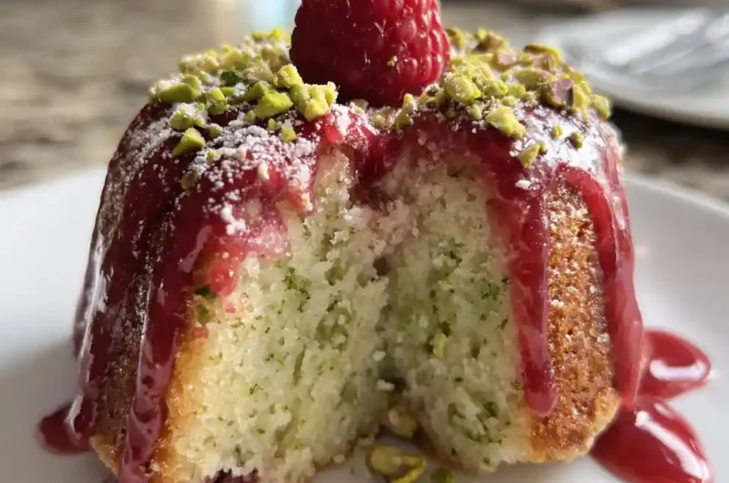Pistachio Raspberry Dream Cake With Glossy Glaze 1767806842.5041258