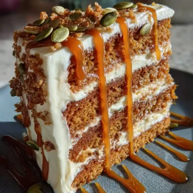 Pumpkin Spice Cake With Maple Brown Butter Pumpkin Seed Caramel Swirl And Cream Cheese Frosting 1767791637.6528616