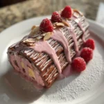 Raspberry Chocolate Yule Log With Pink Ganache Swirl 1767828279.757455