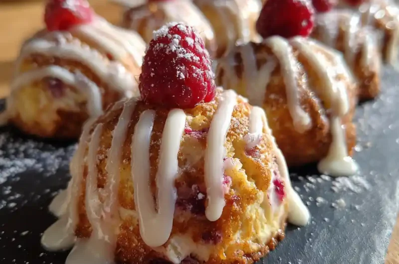 Raspberry Cream Cheese Bites With Pistachio Crust And White Chocolate Drizzle 1767847322.6013422