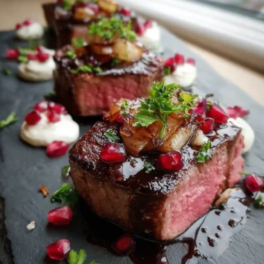 Roasted Beef Tenderloin With Caramelized French Onions And Pomegranate Glazed Horseradish Sauce 1767861500.5340085