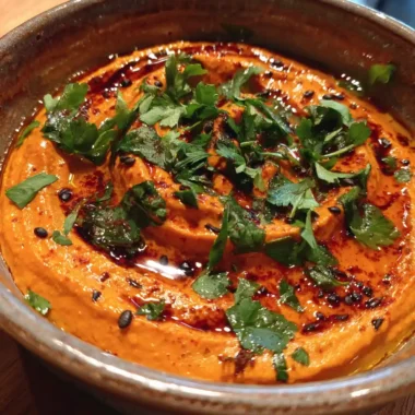 Roasted Red Pepper Smoked Cumin Spicy Dip With Olive Oil Swirl 1767860689.306895