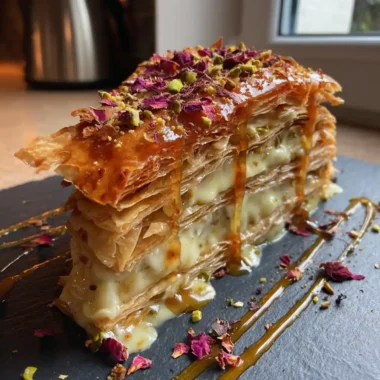 Rose Pistachio Napoleon Cake With Apricot Glaze 1767830352.190787