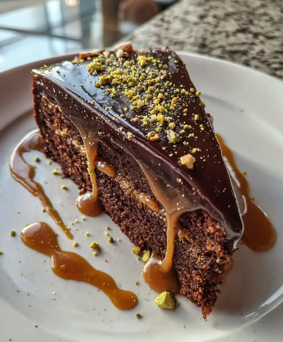 Salted Caramel Cake with Espresso Caramel Ganache