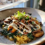 Skillet Spinach Mushroom Quinoa With Creamy Lemon Garlic Cashew Swirl 1767847740.7046874