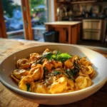 Skillet Tortellini With Sweet Potato Spinach Roasted Red Pepper Cream 1767818099.38386