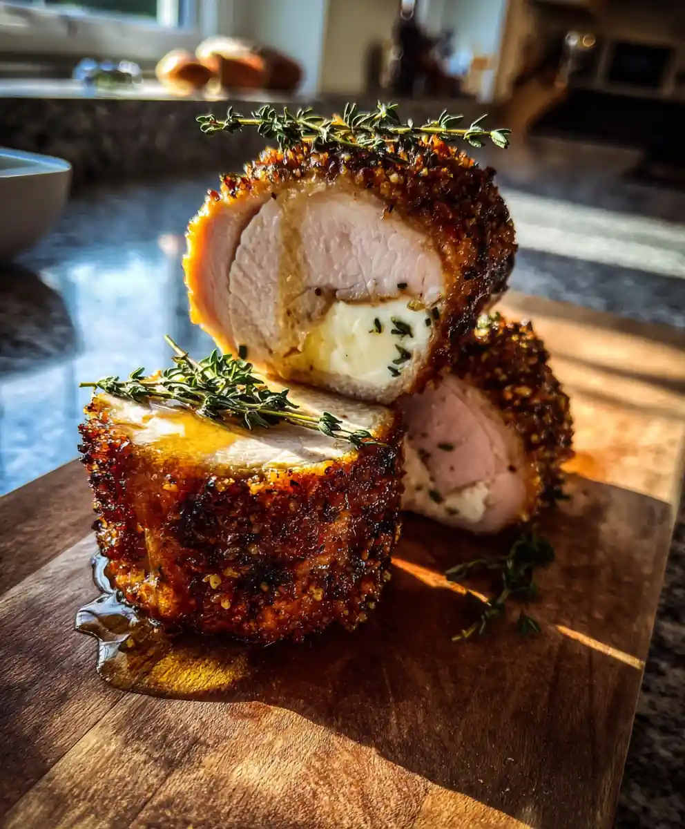 Smoked Turkey Goat Cheese Log with Honey Thyme Glaze