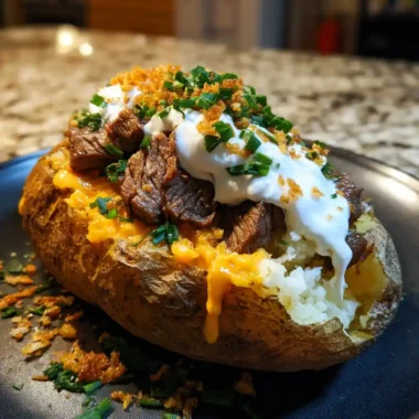 Spicy Cheddar Jalapeno Loaded Baked Potato With Steak Bites 1767830897.3675551