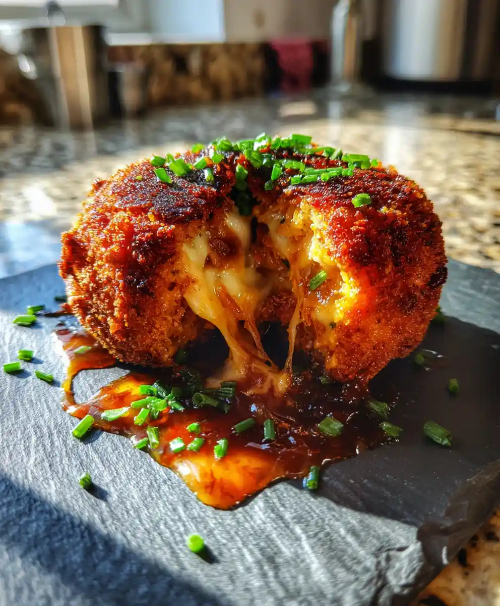 Spicy Thousand Island Reuben Balls with Melted Mozzarella Onion Center