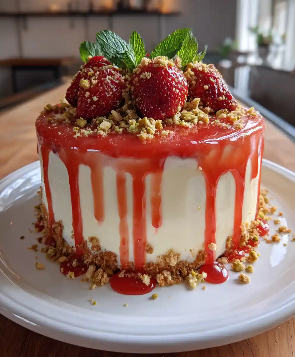 Strawberry Cake with Lemon Infused Glaze