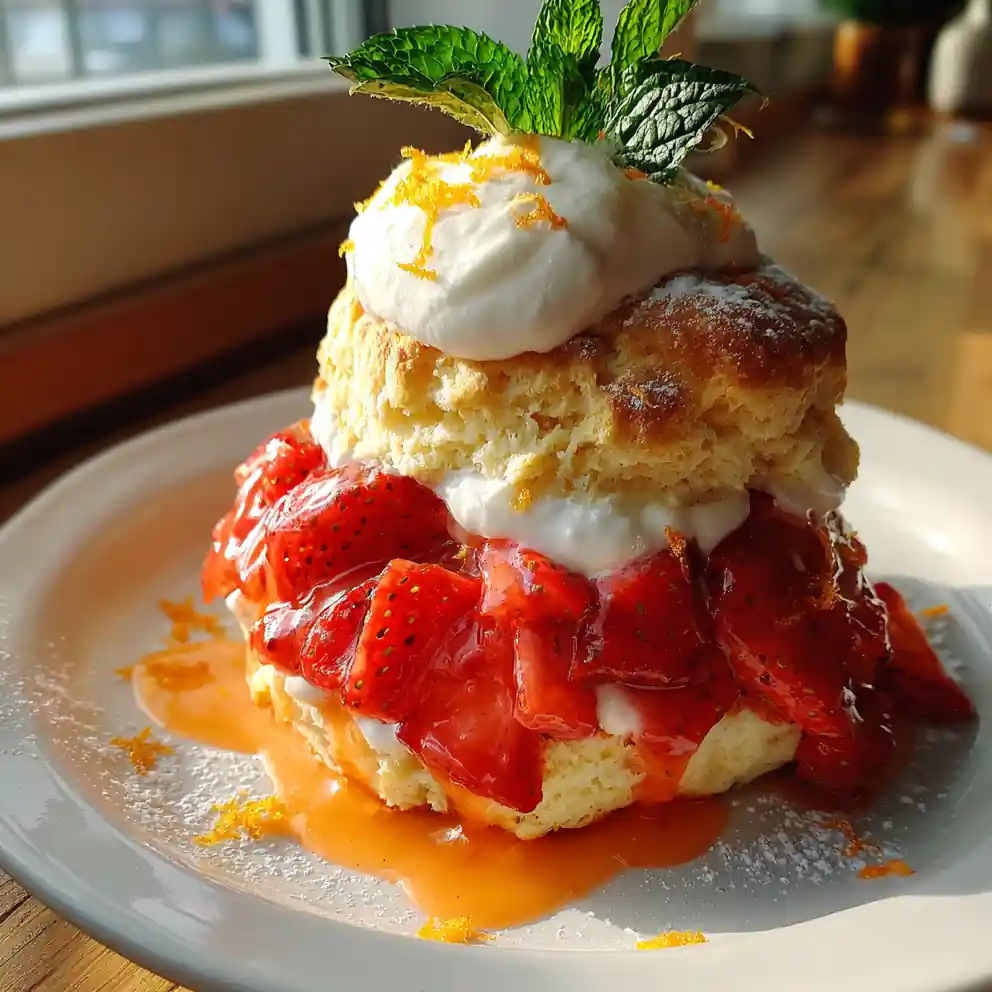Strawberry Shortcake with Orange Zest Curds and Whipped Cream