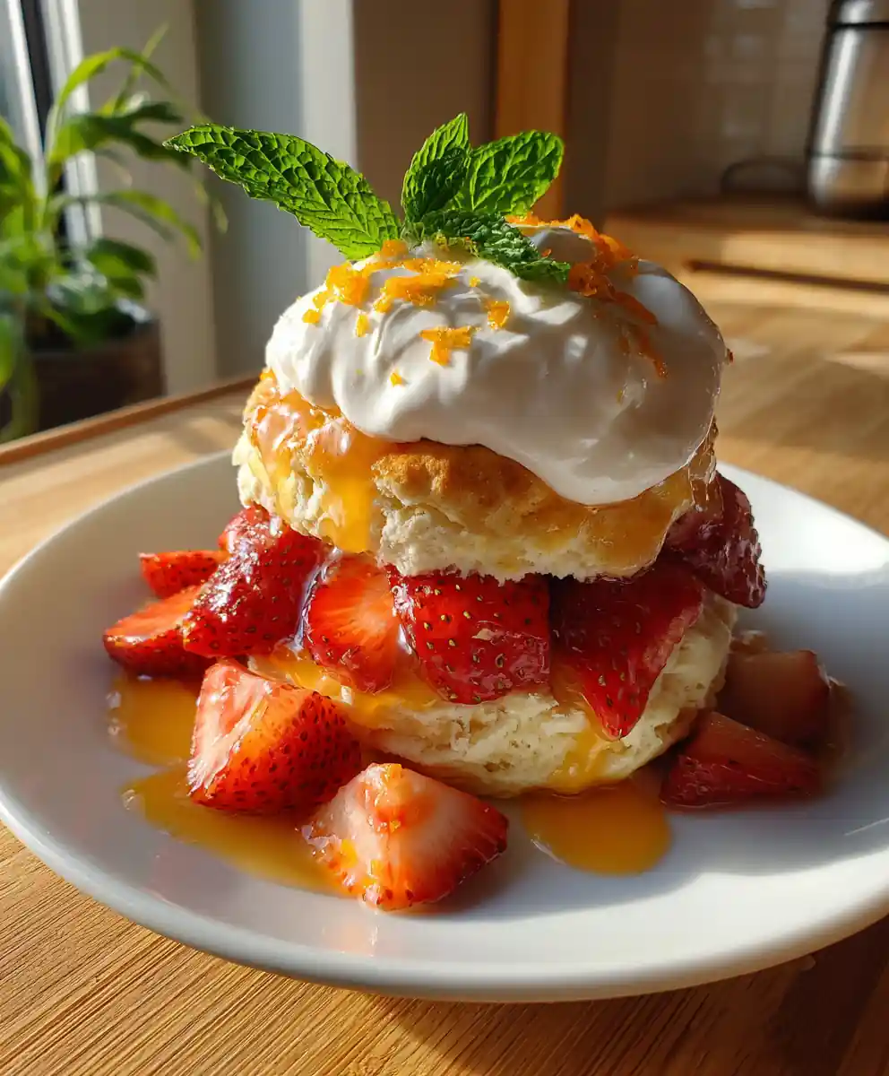 Strawberry Shortcake with Orange Zest Curds and Whipped Cream