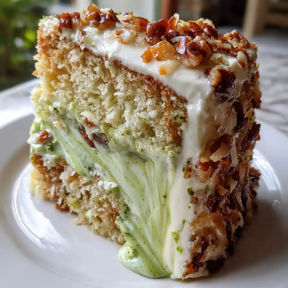 White German Chocolate Cake with Matcha Ganache Swirl