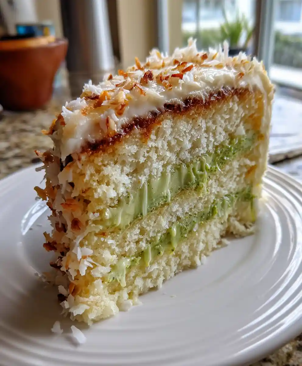 White German Chocolate Cake with Matcha Ganache Swirl