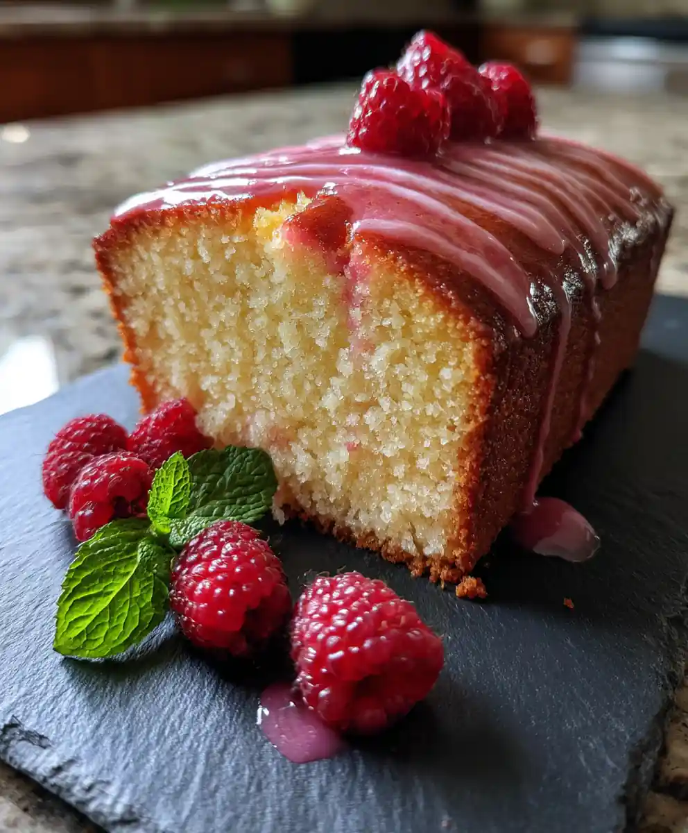Yogurt Cake with Raspberry Swirl and Glaze