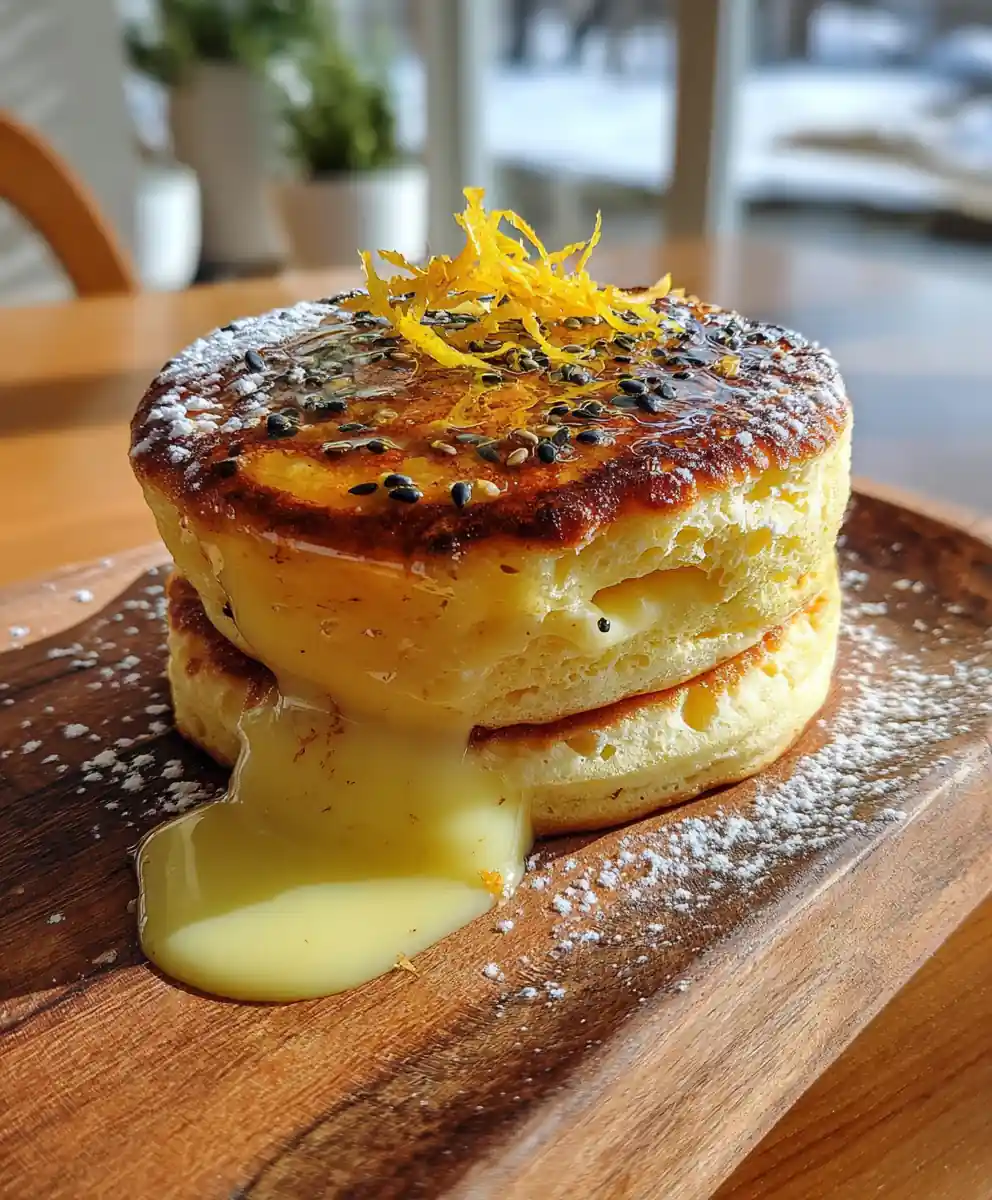 Yuzu Infused Japanese Soufflé Pancakes with Creamy Center