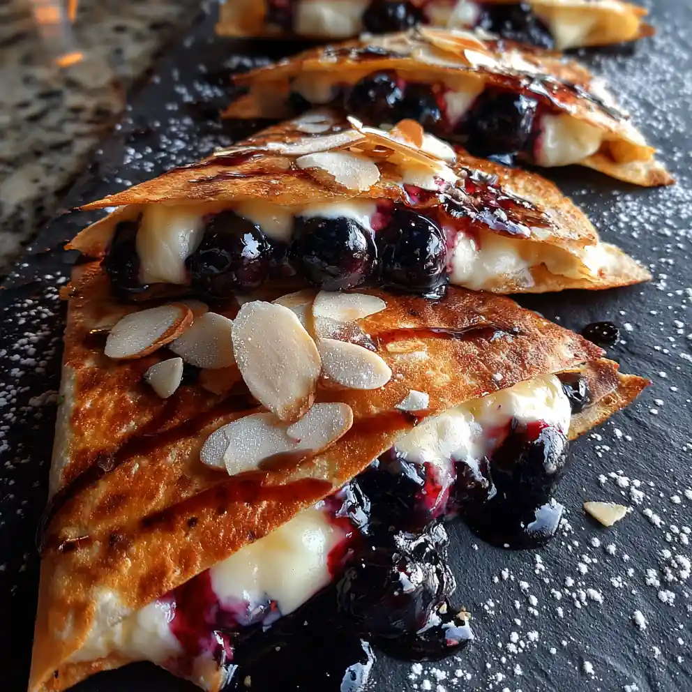 Blueberry Breakfast Quesadilla With Lemon Cream Cheese Swirl