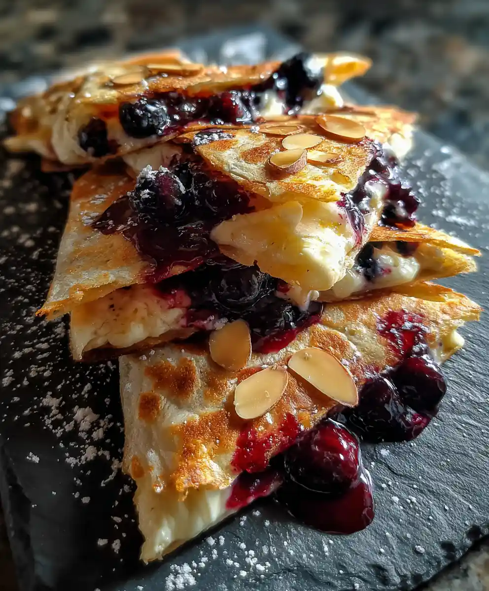 Blueberry Breakfast Quesadilla With Lemon Cream Cheese Swirl