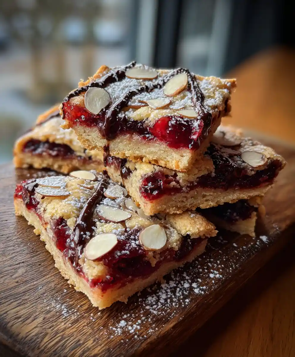 Cherry Pie Bars With Cardamom Spiced Jam And Chocolate Drizzle