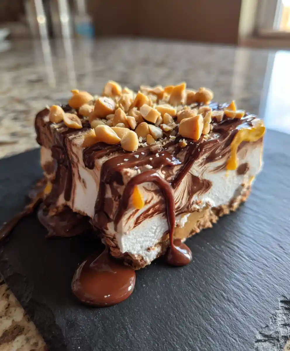 Chocolate Swirled Peanut Butter Marshmallow Squares