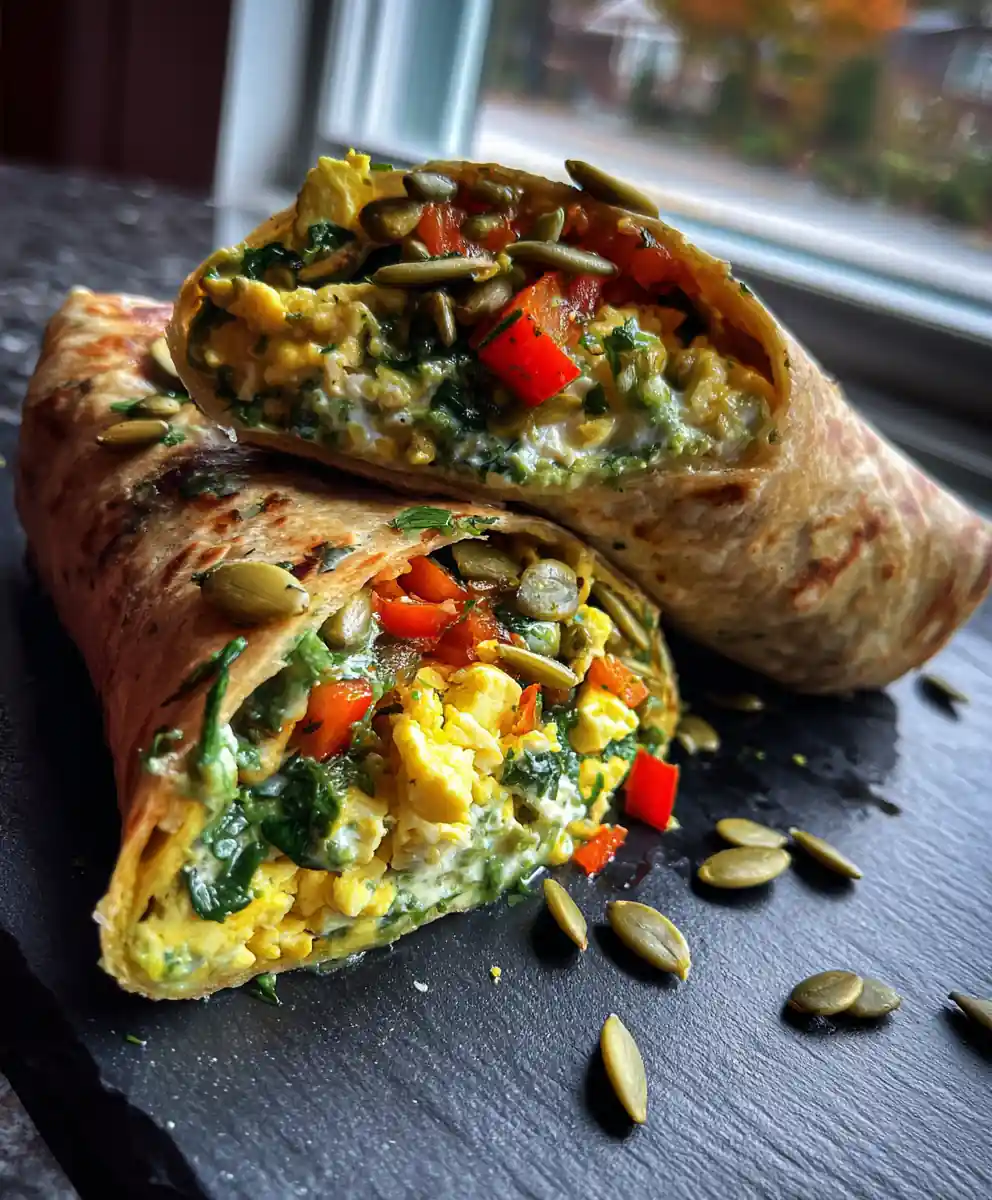 Cilantro Lime Breakfast Wrap With Cottage Cheese And Avocado