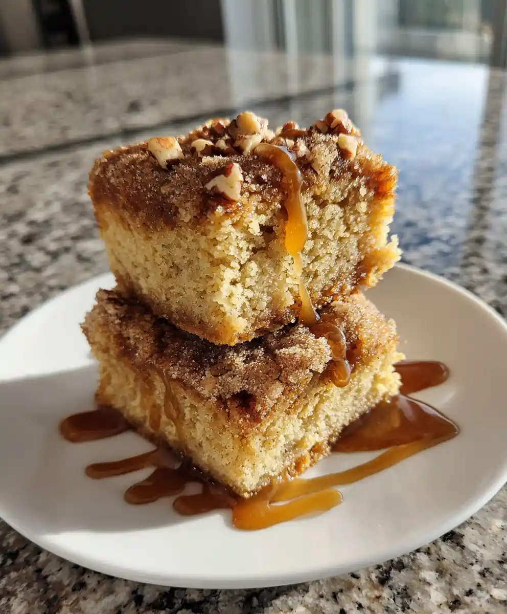 Cinnamon Blondies With Caramel Pecan Swirl