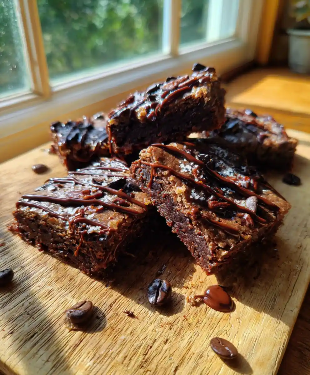 Coffee Glazed German Chocolate Cookie Bars