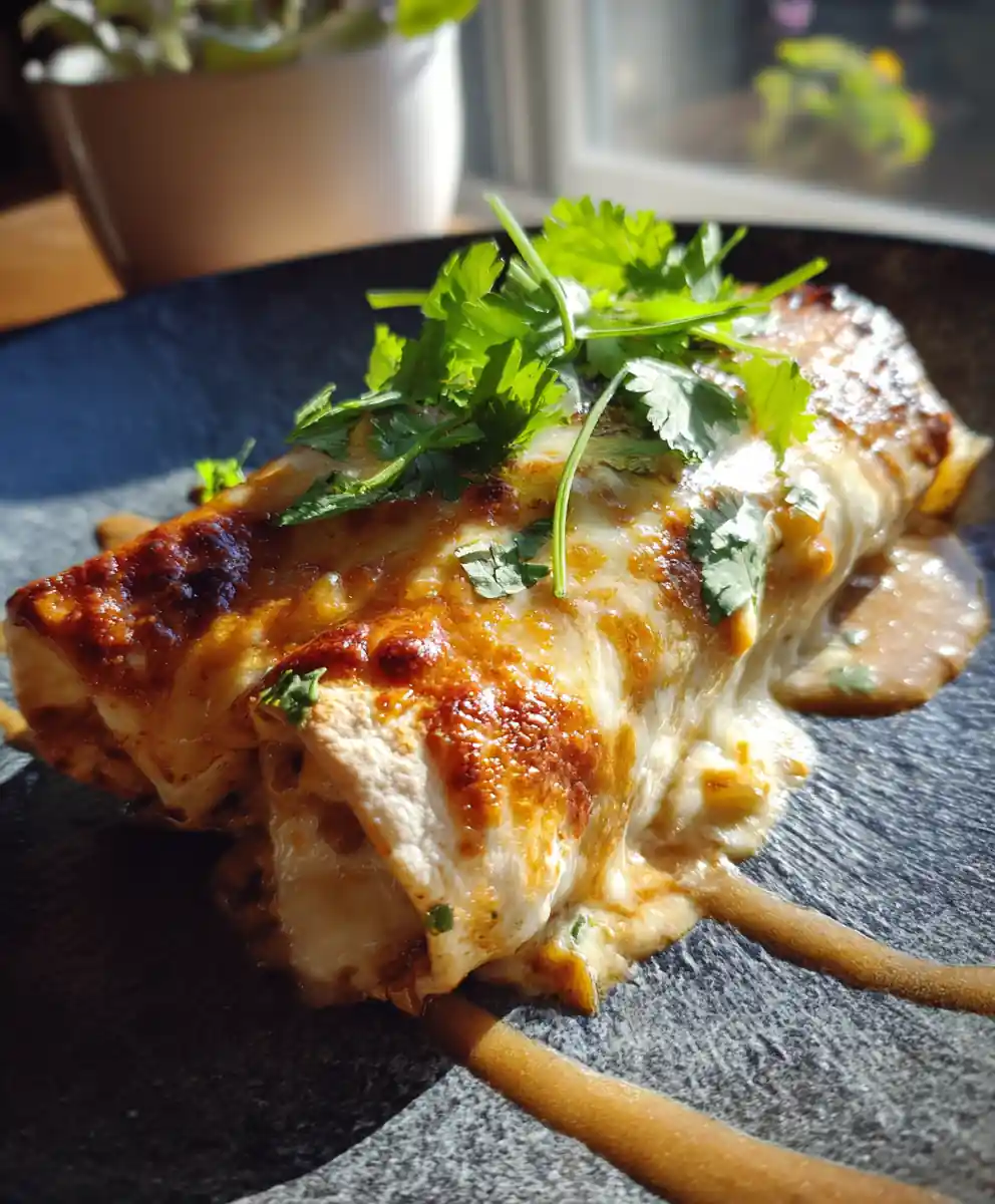 Creamy Chipotle Lime White Chicken Enchiladas