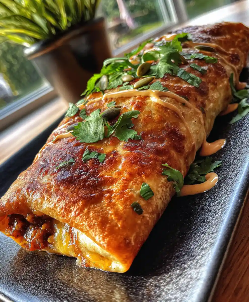 Crispy Beef & Cheese Chimichangas With A Chipotle Cream Ribbon