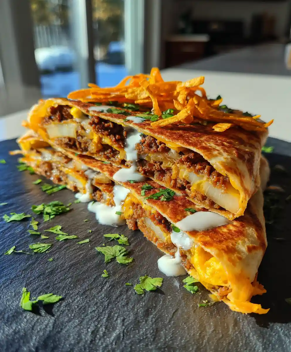 Crispy Breakfast Crunchwrap With Cilantro Lime Crema