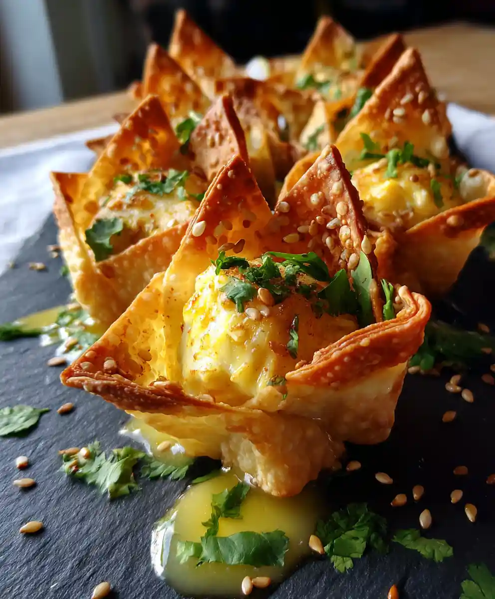 Crispy Crab Rangoon Bombs With Saffron Lime Cream Filling