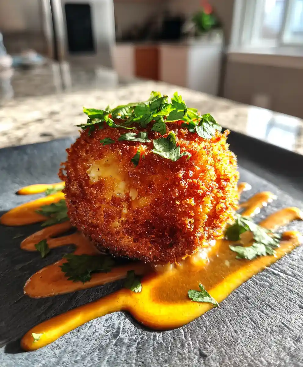 Crispy Fried Mac And Cheese Balls With Chipotle Cheese Swirl