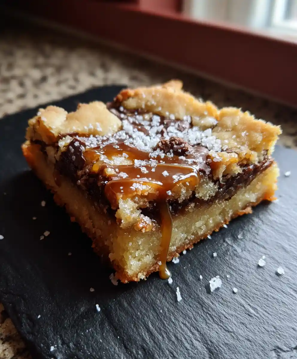 Espresso Swirled Salted Caramel Chocolate Chip Cookie Bars