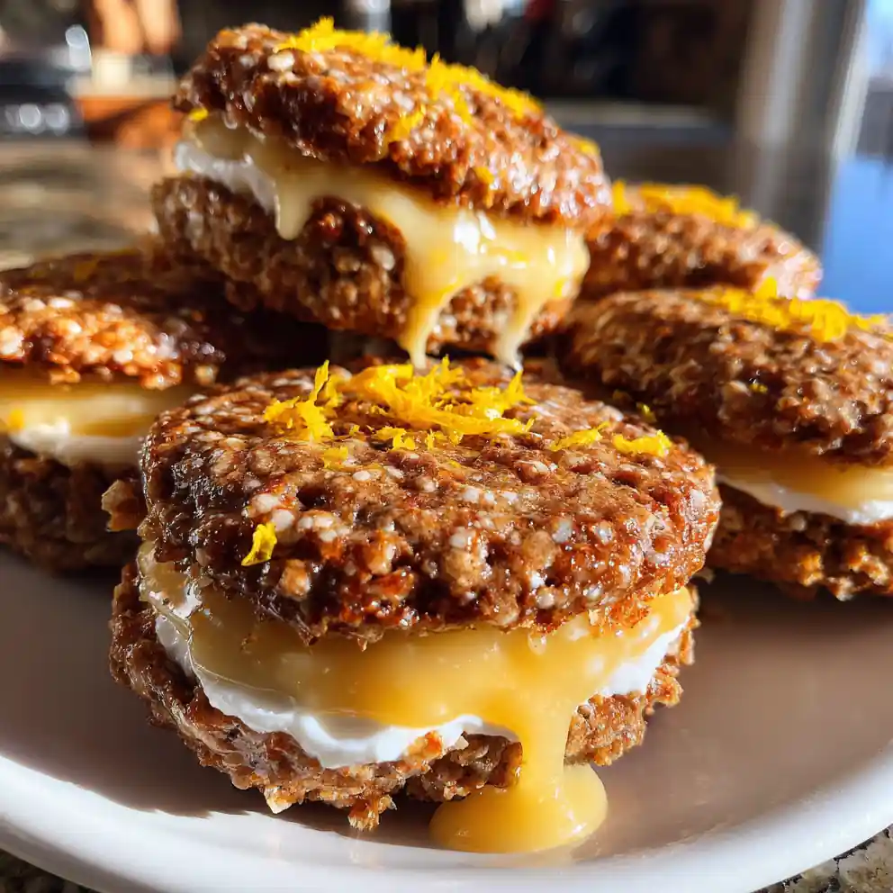 Gingerbread Oatmeal Cream Pies With Cardamom Orange Drizzle