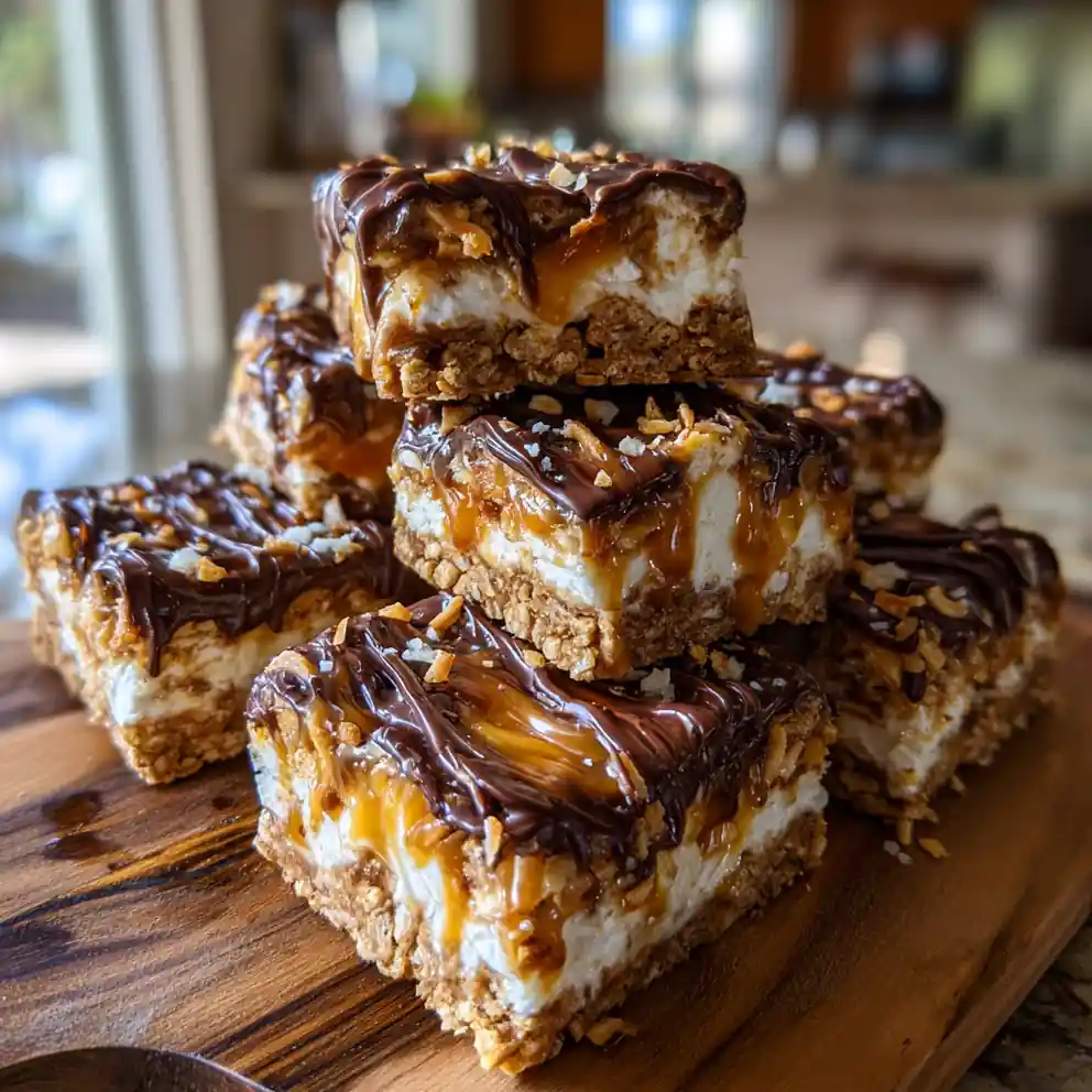 Golden Grahams S'Mores Bars With Salted Caramel Swirl