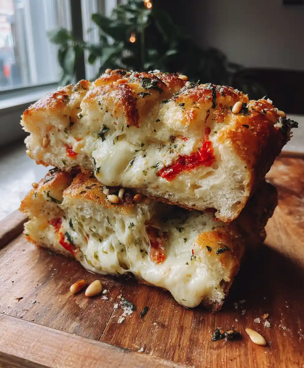 Italian Herb And Cheese Bread With Roasted Red Pepper Swirl