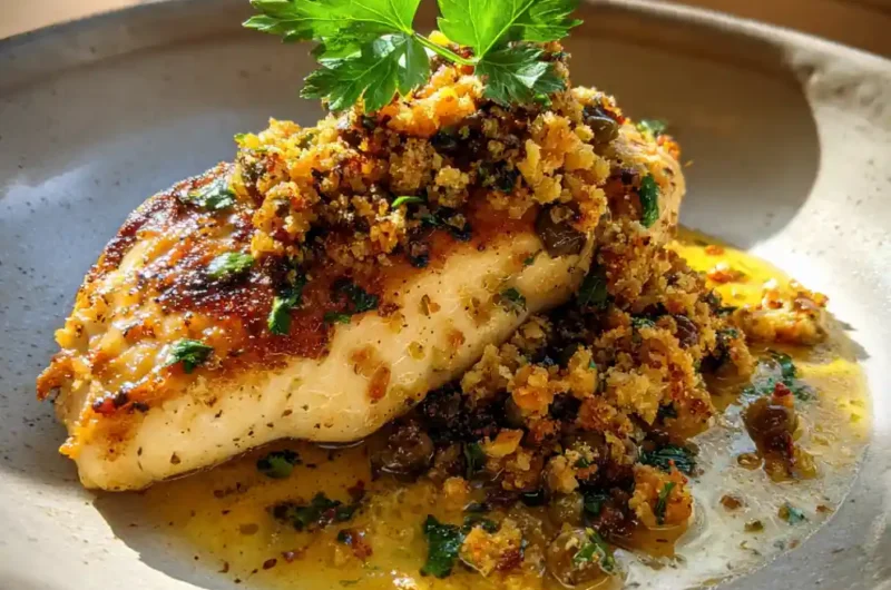 Lemon Caper Chicken Piccata With Toasted Almond Parsley Butter Crumble 1772032715.575828