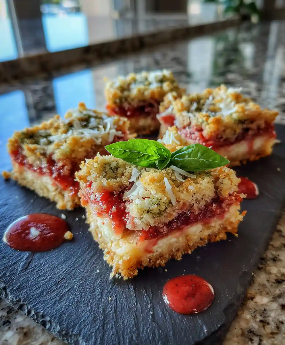 Lemon Crumb Bars With Strawberry Basil Swirl