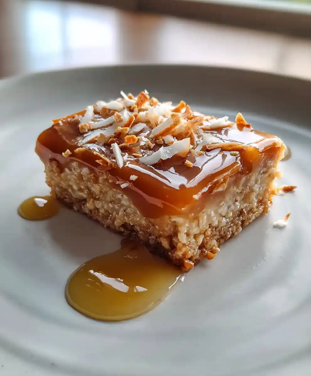 Lime Glazed Caramel Coconut Bars