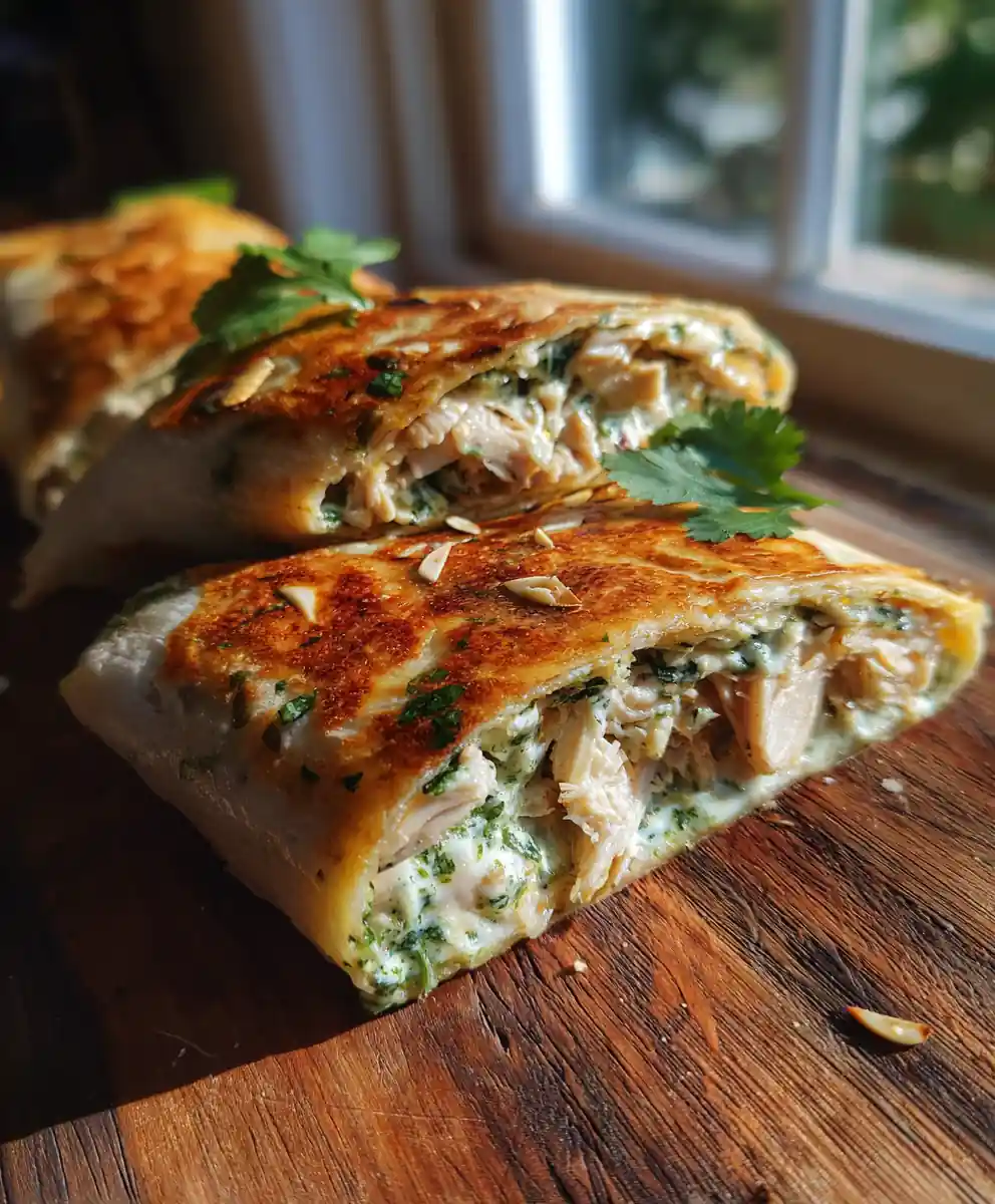 Low Carb Cheesy Garlic Chicken Wraps With Lime Cilantro Cream Cheese Swirl