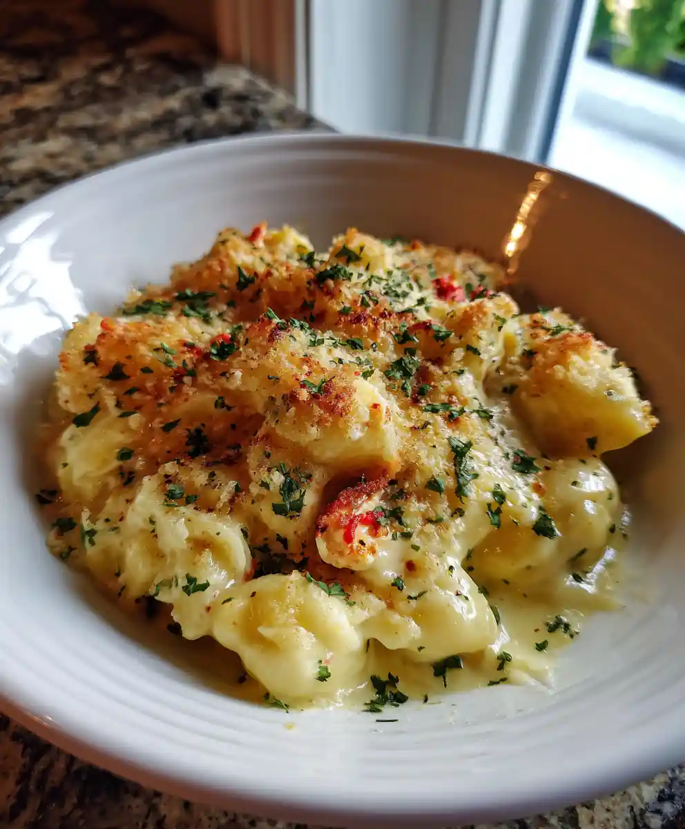 Mac And Cheese With Roasted Red Pepper Cream Cheese Swirl