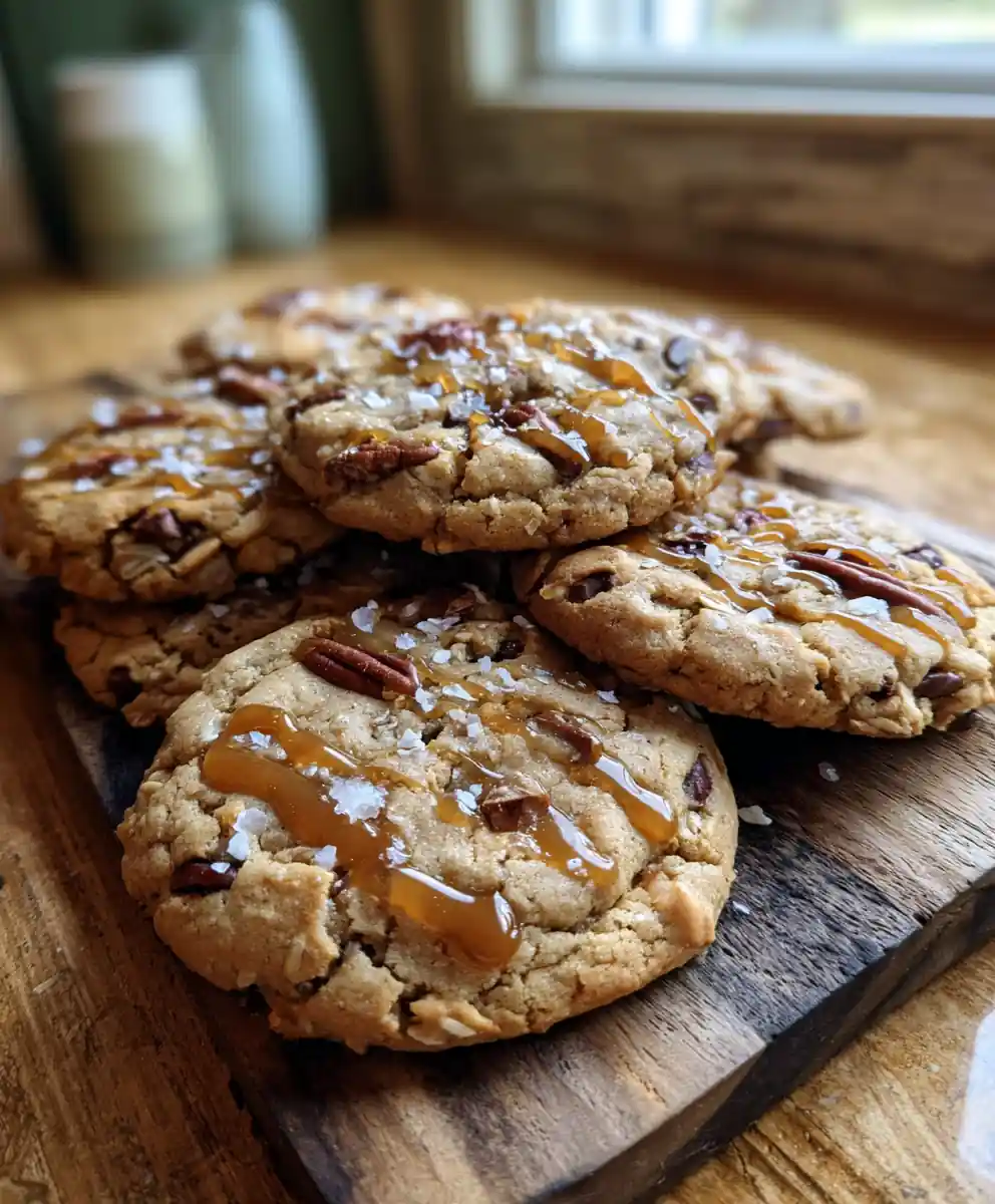 Maple Brown Butter Cowboy Cookies With Caramel Swirl