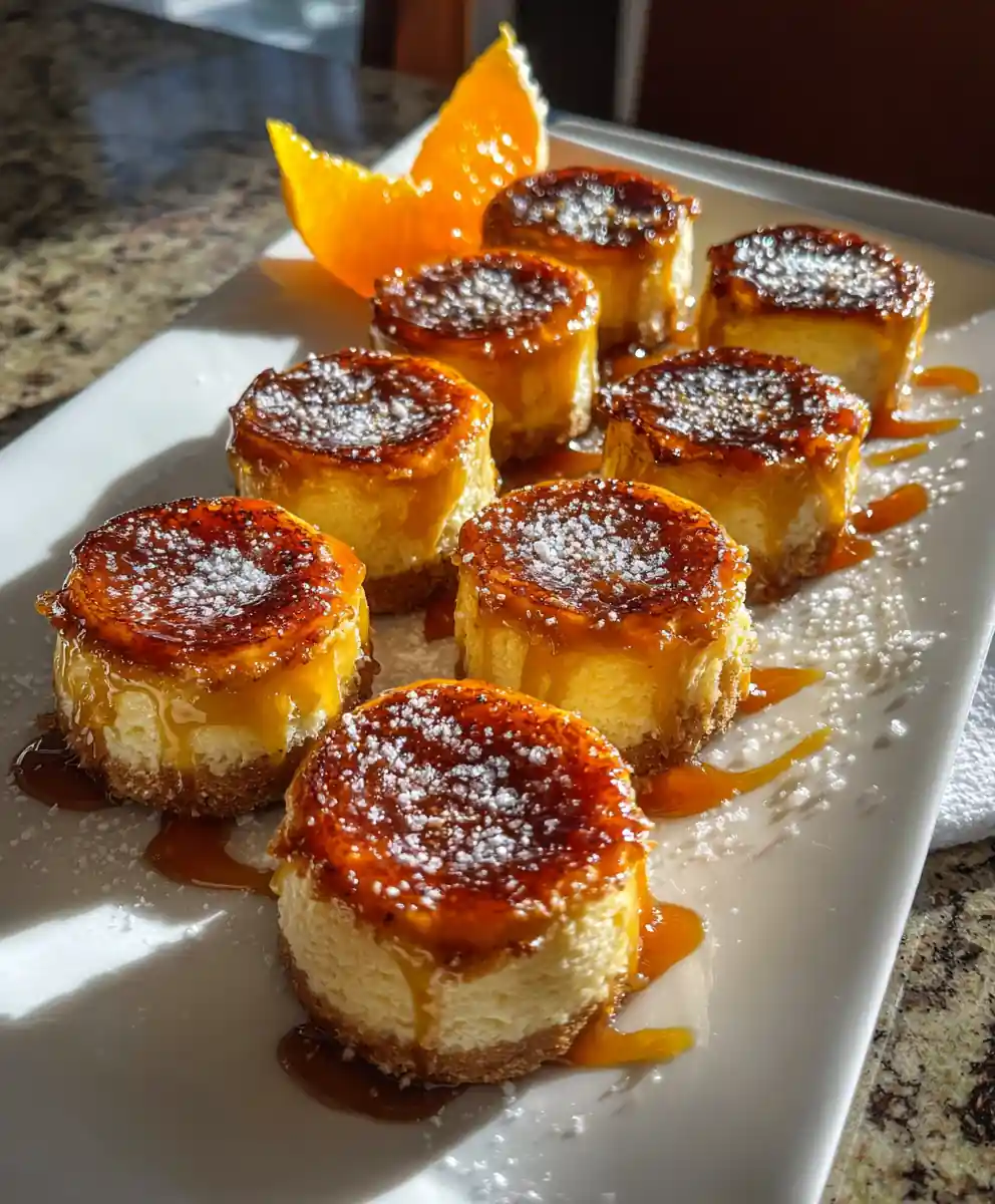 Mini Orange Zest Caramel Creme Brulee Cheesecakes