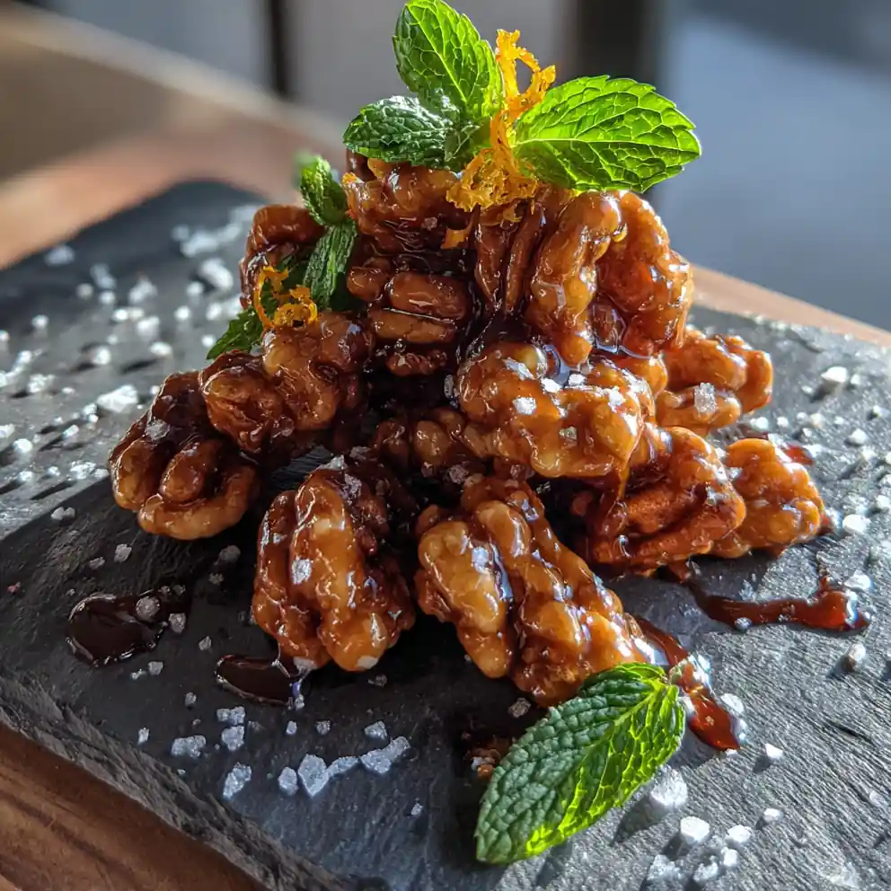 Orange Cardamom Glazed Candied Pecans