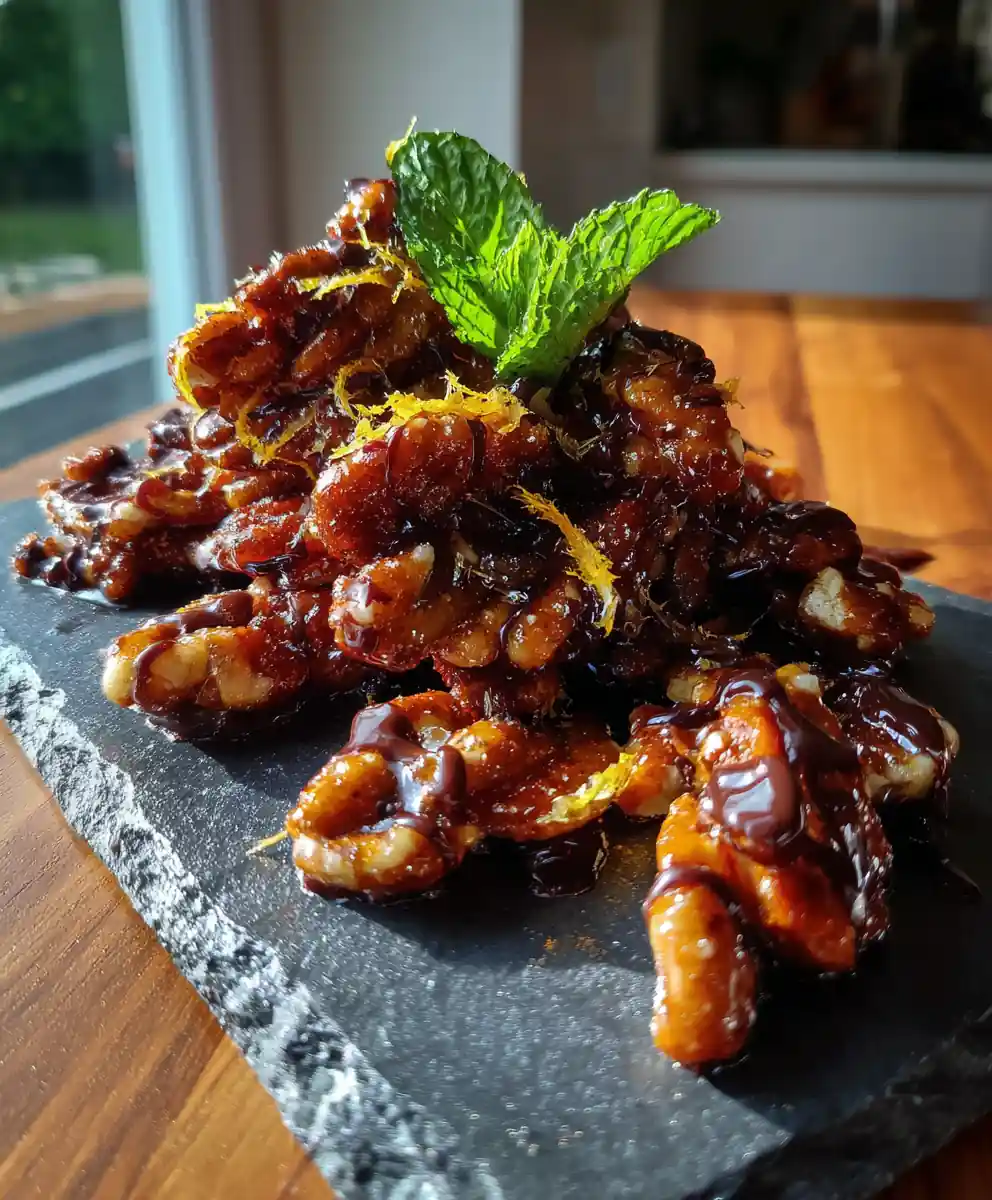 Orange Cardamom Glazed Candied Pecans