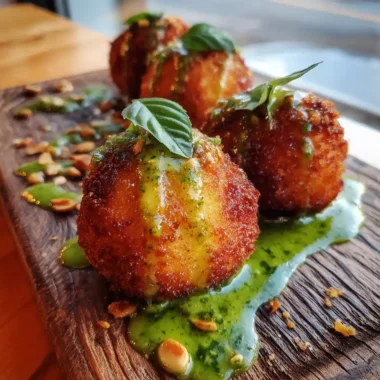 Pesto Infused Ricotta Arancini With Bright Basil Glaze 1772015378.9776294
