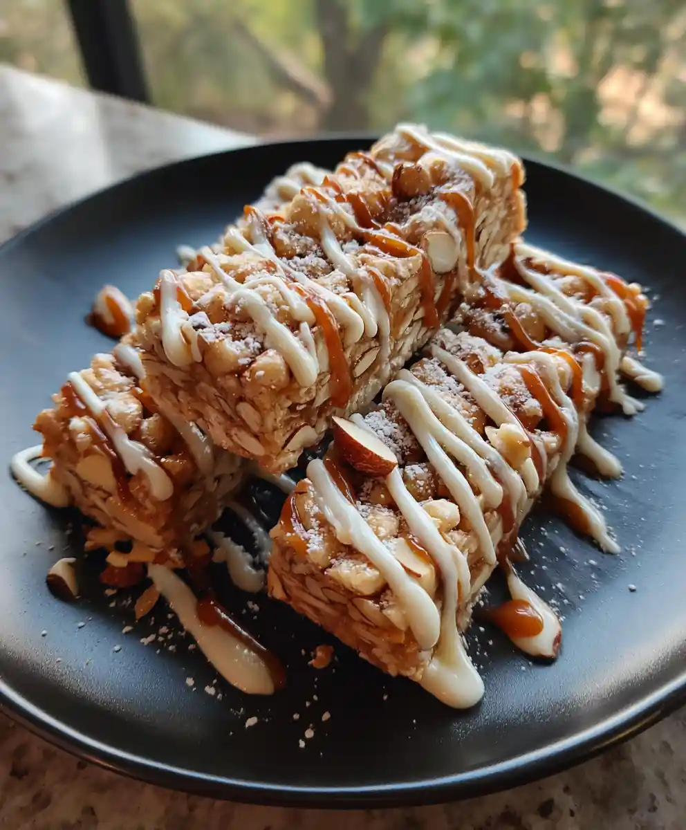 Puppy Chow Bars With White Chocolate Almond Butter Swirl