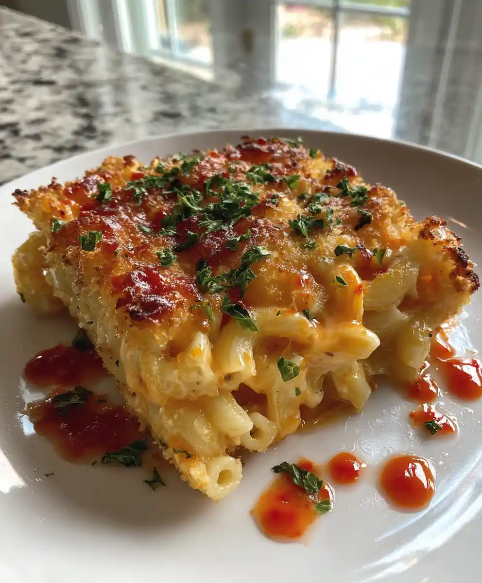 Roasted Red Pepper Swirled Five Cheese Baked Mac And Cheese