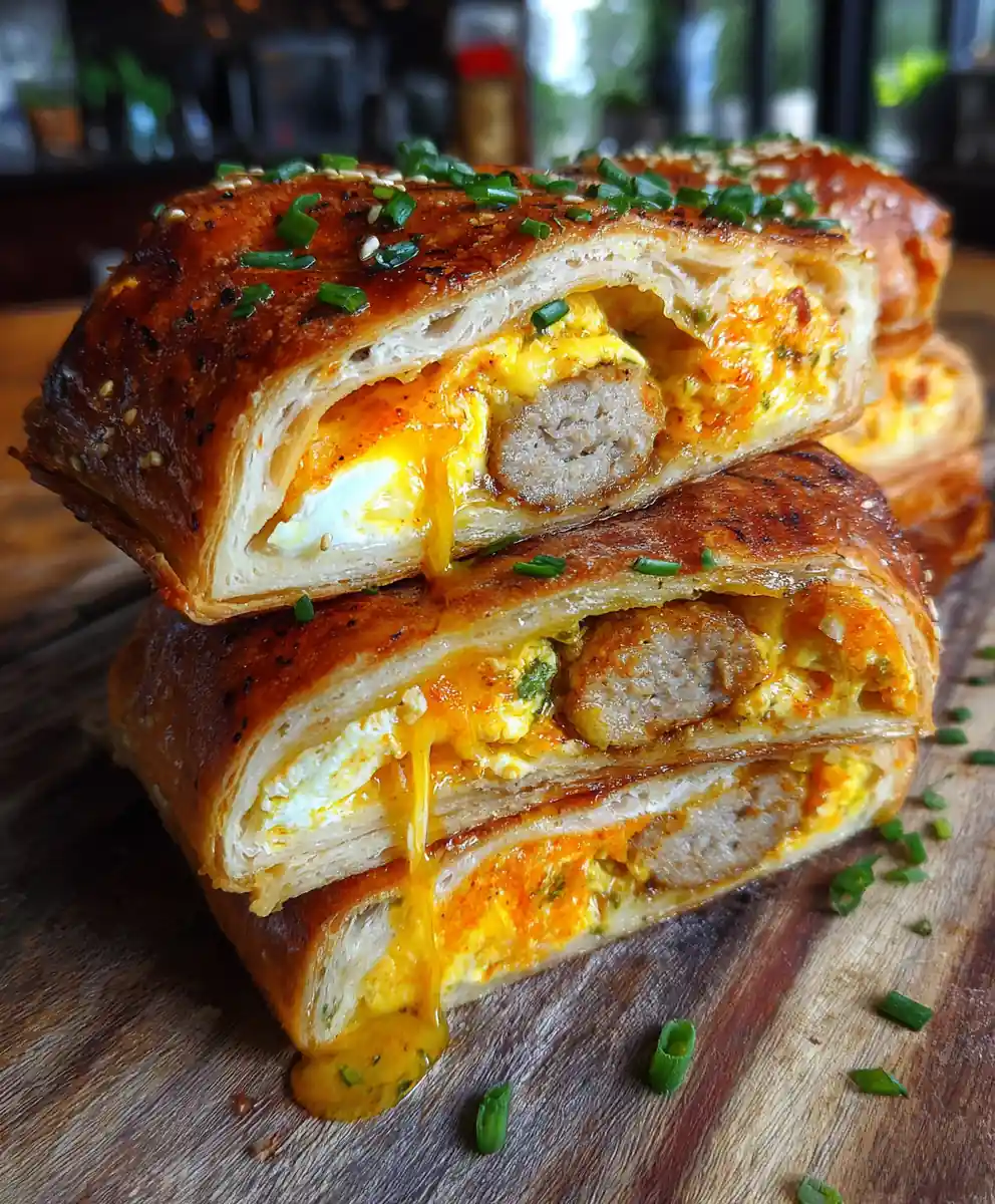 Spiced Chicken Sausage & Egg Breakfast Roll Ups With Harissa Cream Cheese Swirl